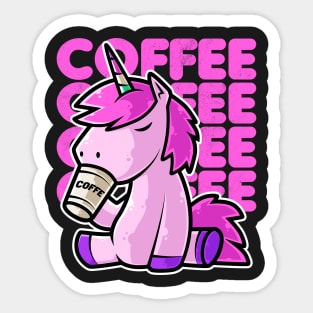 Cute Unicorn Drinking Coffee Kawaii Neko Anime graphic Sticker